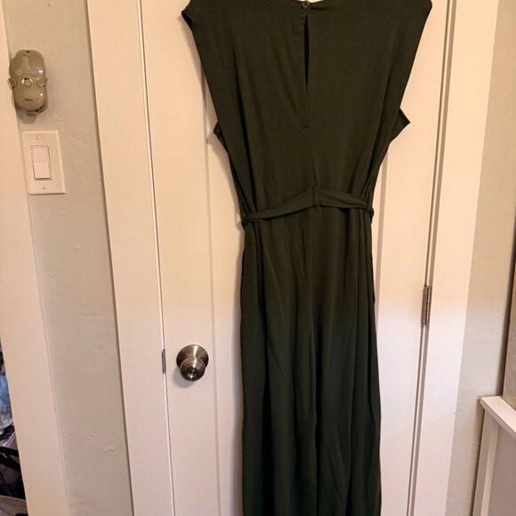MAX STUDIO Olive Green Cap Sleeve Wide Leg Jumpsuit — Size XL - Picture 8 of 11
